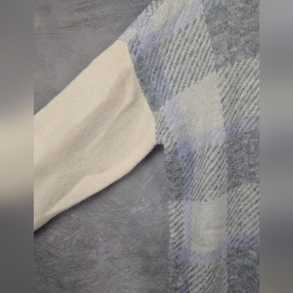 Loft Size Medium NWT Soft Sweater Cream Gray Lavender Loose Turtleneck - Picture 5 of 13